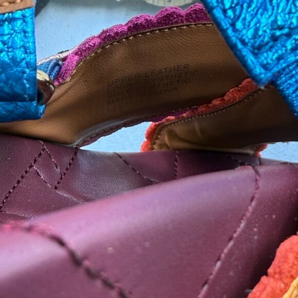 🆕 KURT GEIGER LONDON 🧿 NWOB Orson Cross Scallop Sandal Purple Multi Sz 37 US 7 - Picture 13 of 14